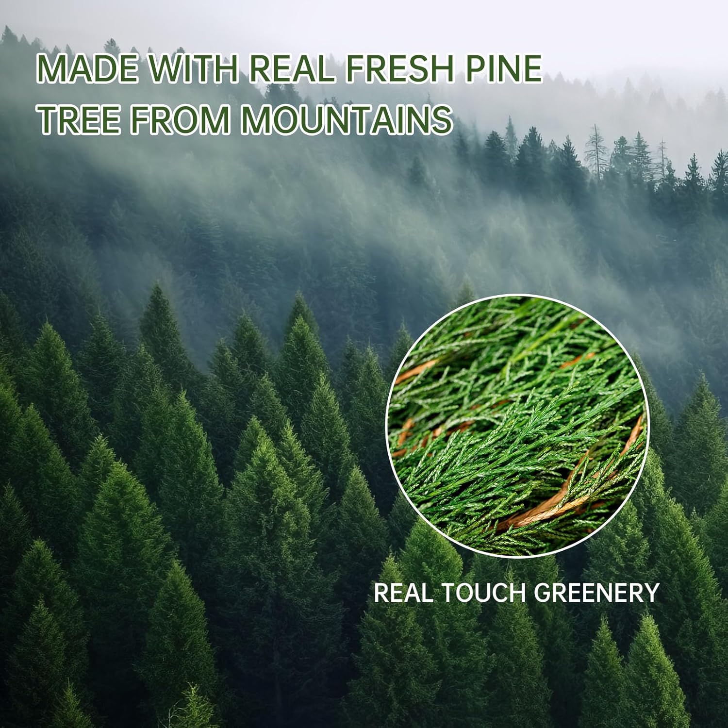 Preserved Real Pine Leaves Branches, 17'' Natural Pine Needles Green Plants, 3.5OZ Greenery Twigs Stems, Evergreen Picks for Christmas Garland Wreath Home Wedding Decor Floral Arrangements