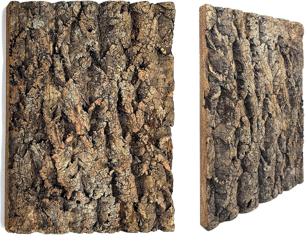 Tfwadmx 2Pcs Terrarium Cork Bark Background, 11.8"x15.75" Thickened Reptile Tank Tree Backdrop Wall Decor Habitat Climbing Mat Decoration for Lizard, Turtle, Gecko, Bearded Dragon, Frog, Chameleon