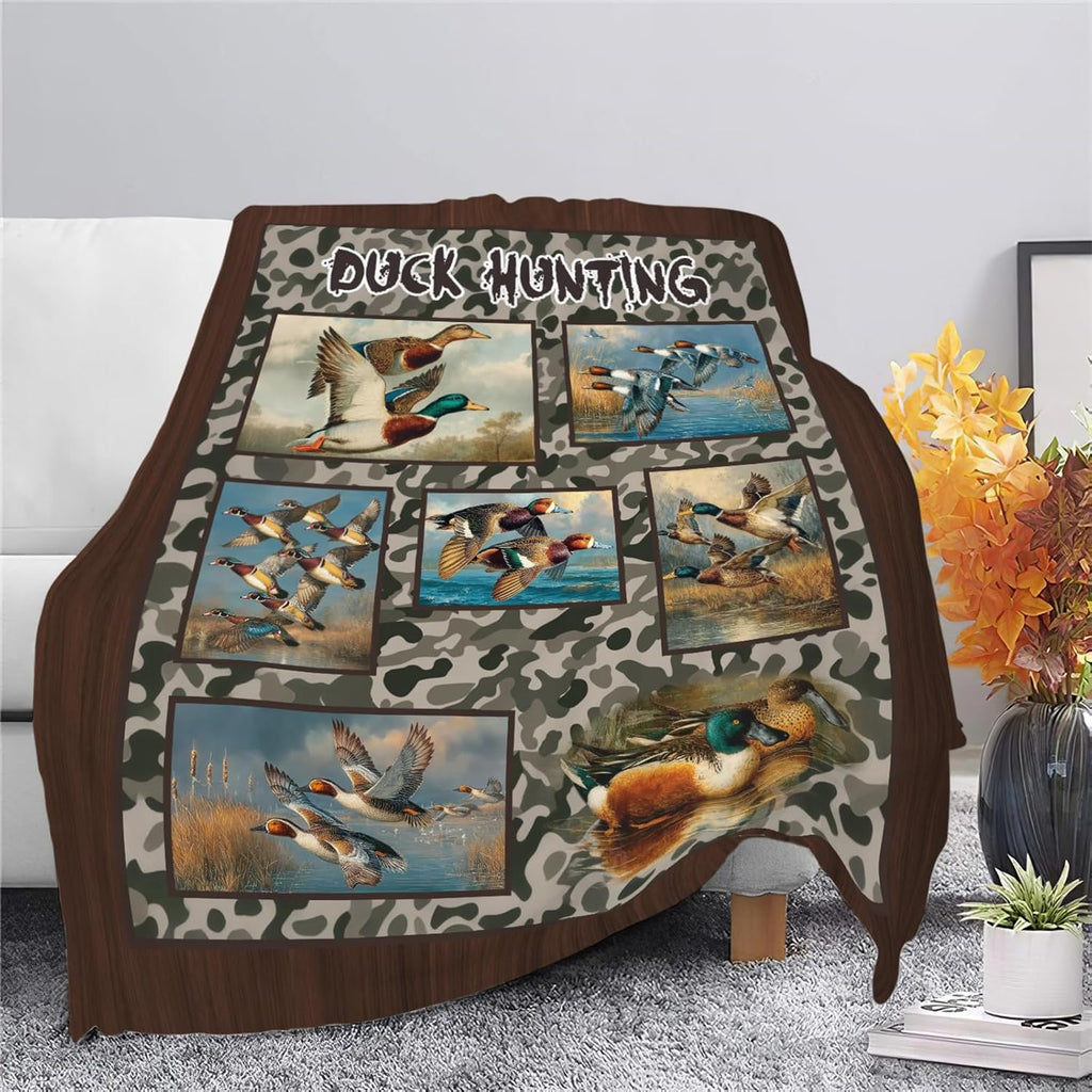 Duck Throw Blanket Hunting Mallard Duck Stuff Gifts for Kids Girls Boys Adults Women Men Soft Cozy Warm Plush Fluffy Fuzzy Fleece Blanket Decor 40''X50''