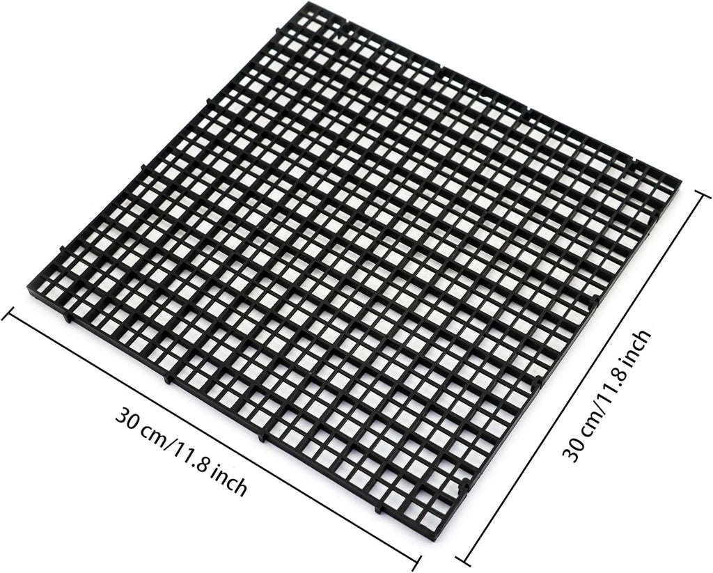 ALEGI 24 Pcs Aquarium Fish Tank Divider Plastic Egg Crate Aquarium Filter Bottom Tray Grid Isolation Board Partition Net Pane Separator (L 24pcs Black)