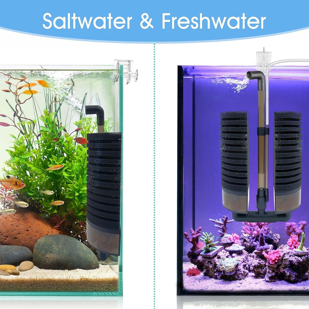 20-55 Gallon Aquarium Air Sponge Filter, for Axolotl Breeding Fry Betta Shrimp Nano Fish Tank,Upgrade Clip Installation