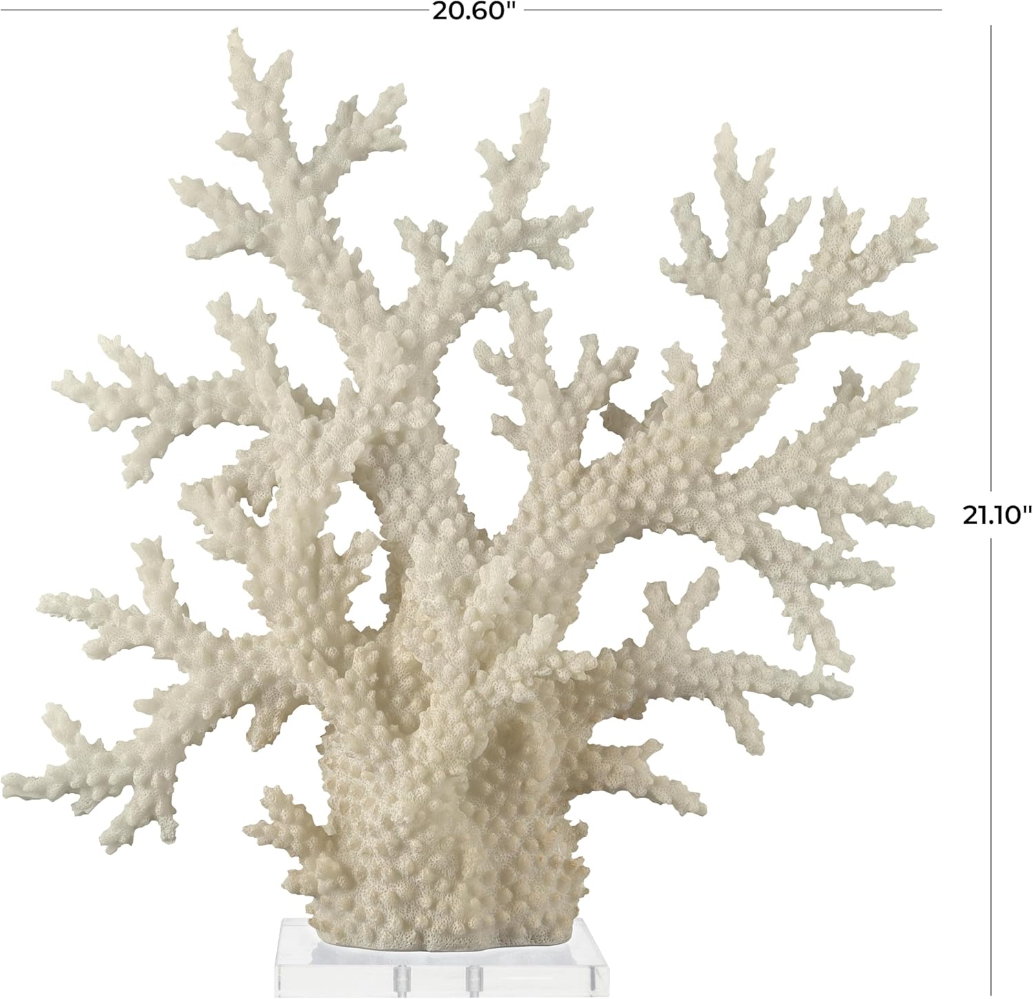 Deco 79 Polystone Coral Decorative Sculpture Home Decor Statue with Clear Acrylic Base, Accent Figurine 21" x 6" x 21", Cream