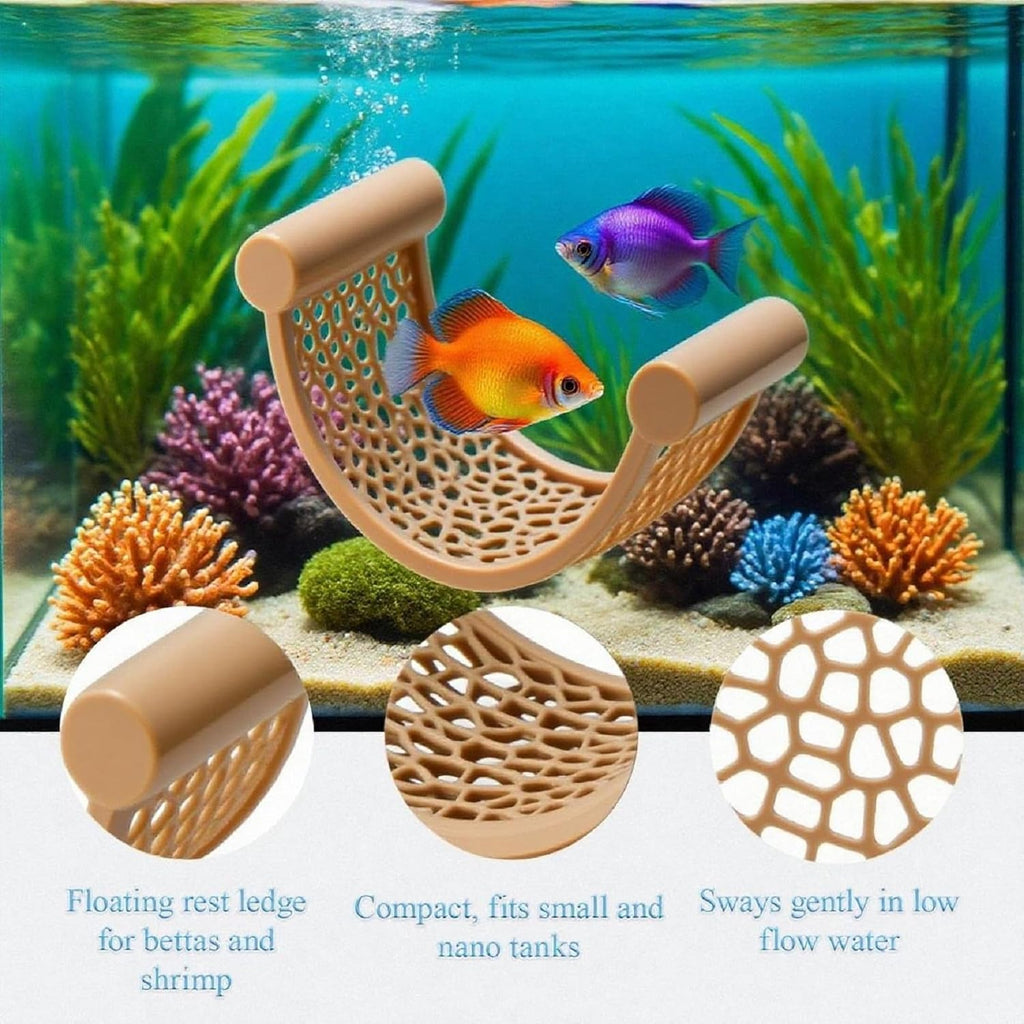 Natural Wood Betta Hammock - Floating Resting Log for Bettas, Shrimp & Nano Fish - Aquarium Hideout, Fish Tank Decor, Aquatic Perch for Small Tanks