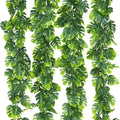 Dolicer 4Pcs Artificial Monstera Leaf Vines, 5.6Ft Fake Hanging Greenery Plants Tropical Palm Leaves Ivy Vine Monstera Garland for Home Garden Porch Patio Hawaiian Party Indoor Outdoor Décor