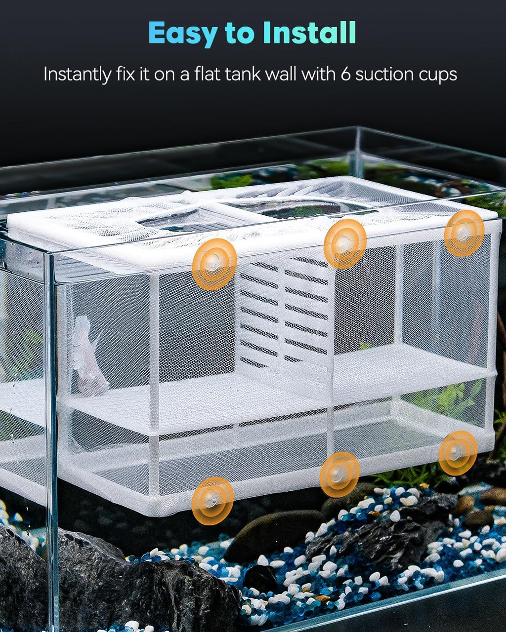 Pawfly Fish Tank Breeder Net Aquarium Fish Breeder Box with Nylon Mesh & Suction Cups, Fish Separation Net Large Isolation Box, Fish Fry Hatchery Incubator Hatching Box for Baby Fish Shrimp Betta