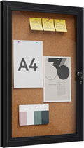 36"x24" Lockable Enclosed Bulletin Board, Outdoor Cork Weather-Resistant Aluminum Frame Notice Board, Wall Mounted Display Case Acrylic Doors for School,Office,Black Frame w/Cork