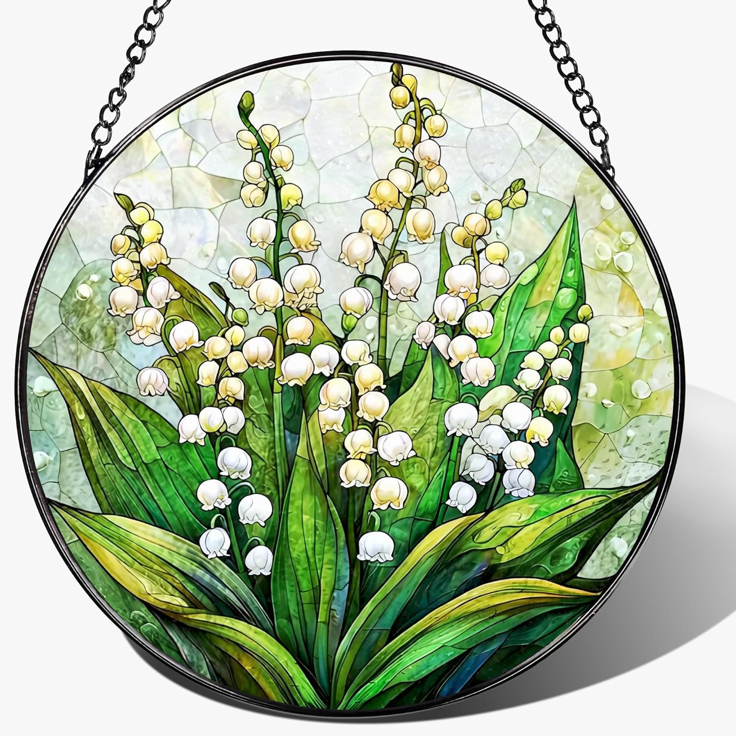8'' Lily of the Valley Sun Catcher Ornament, Stained Glass Window Hanging, Suncatchers for Windows Hanging Ornaments, Window Decor | Flower Lover Gift, Mother's Day, Christmas, Birthday Gifts
