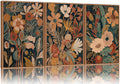 Tinonedraw Vintage Burnt Orange Floral Framed Canvas Wall Art Set of 3, Boho Chic Flower Artwork, Mid Century Modern Plant Wall Decor, Colorful Neutral Botanical Art Prints for Bedroom Living Room Office 16"x24"