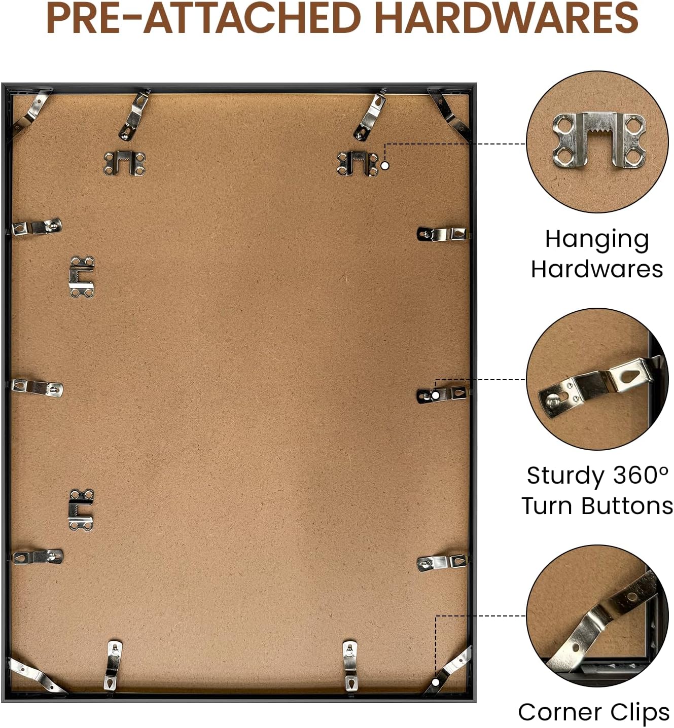 Heimlove 16x21 Metal Picture Frame,Black Aluminum Wall Gallery Poster Puzzles Artwork frames-Real Tempered Glass,Mounting Horizontally or Vertically Decor for Wall-1Pack