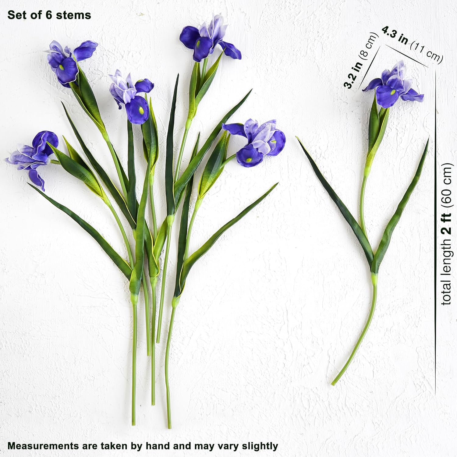 6 Long-Stem Real Touch Artificial Purple Irises – Realistic Faux Flowers for Home Décor, Wedding Bouquets, Centerpieces & Floral Arrangements