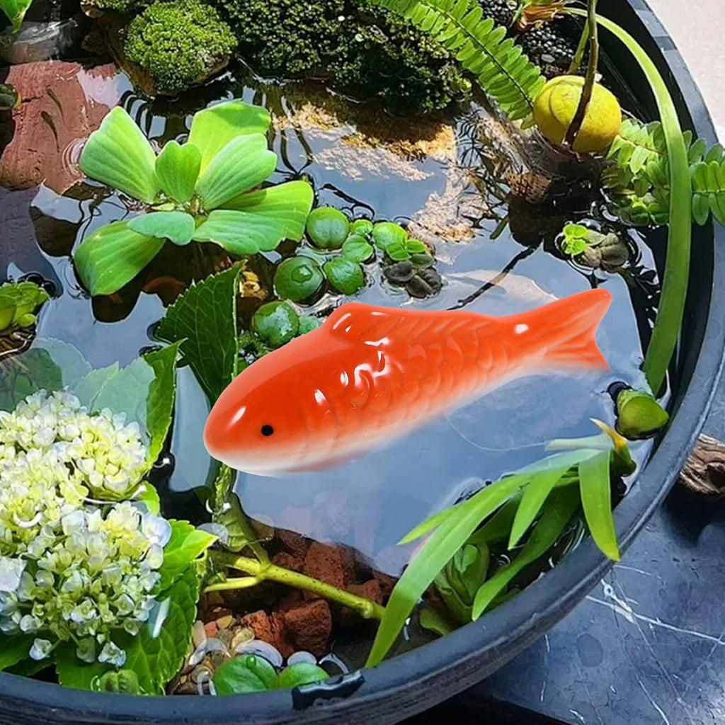 Milisten Ceramic Floating Fish, 2pcs Aquarium Floating Goldfish Koi Fish Floatable Figurines Realistic Fish Tank Fish, Tea Pet Decor, Fairy Garden, Pond Desktop Ornaments, 10.00X4.00X3.50CM