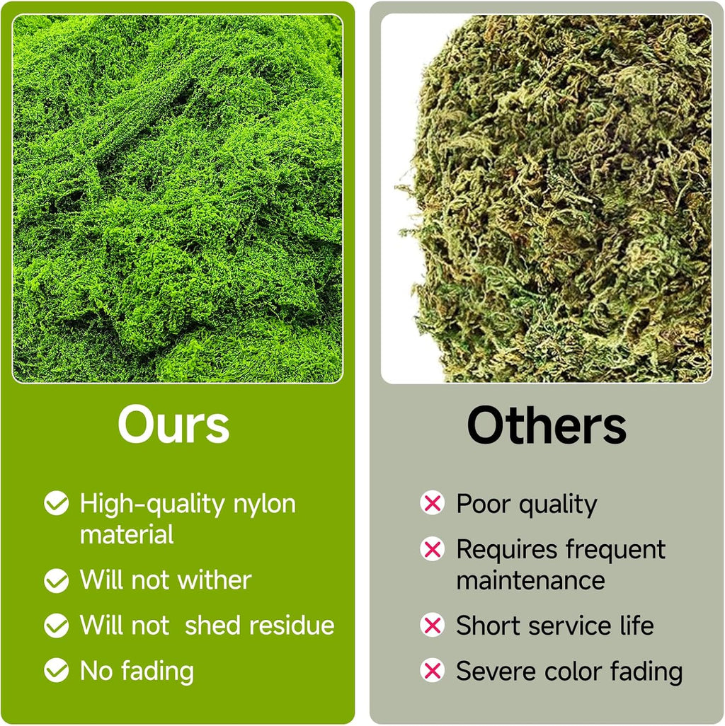 Fake Green Moss for Potted Plants Indoor, 5.3oz Artificial Moss for Crafts, Faux Decor for Fairy Garden, DIY Decorative, Model Making, Walls, Glass Containers, Home