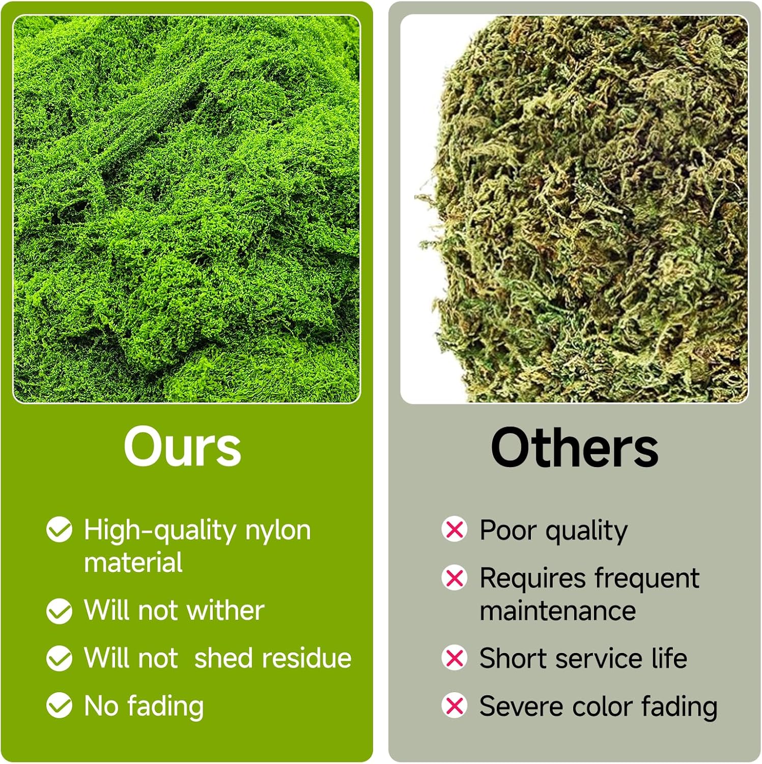 Fake Green Moss for Potted Plants Indoor, 5.3oz Artificial Moss for Crafts, Faux Decor for Fairy Garden, DIY Decorative, Model Making, Walls, Glass Containers, Home