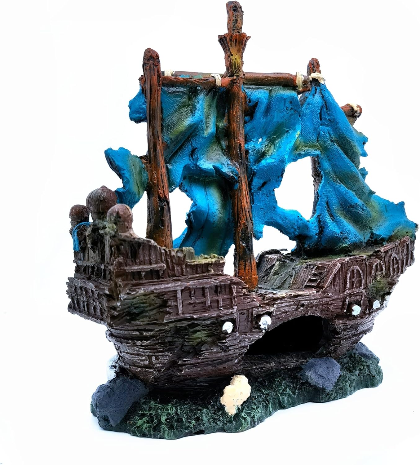 M2cbridge Antique Roman Column Ruins European Castle Aquarium Decorations Fish Tank Hideout Rocks (Blue Pirate Shipwreck)
