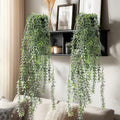 Artificial Hanging Plant 2 Pcs Faux Plant Ivy Vine Faux Eucalyptus Vines Fake Potted Greenery for Wall Living Room Home Shelf Office Bathroom Outdoor Indoor Decor (Type 5)