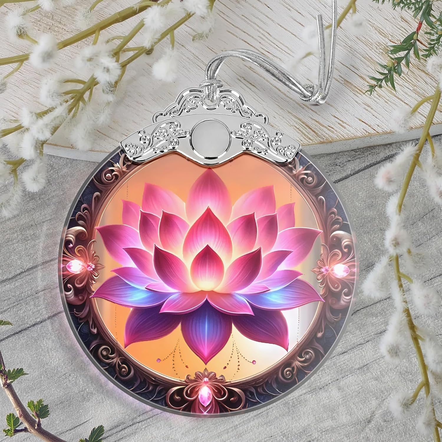 Christmas Ornament, 2025 Ornaments for Christmas Tree, Stained Glass Hanging Ornament, Holiday Ornaments, Unique Gift Idea - Lotus