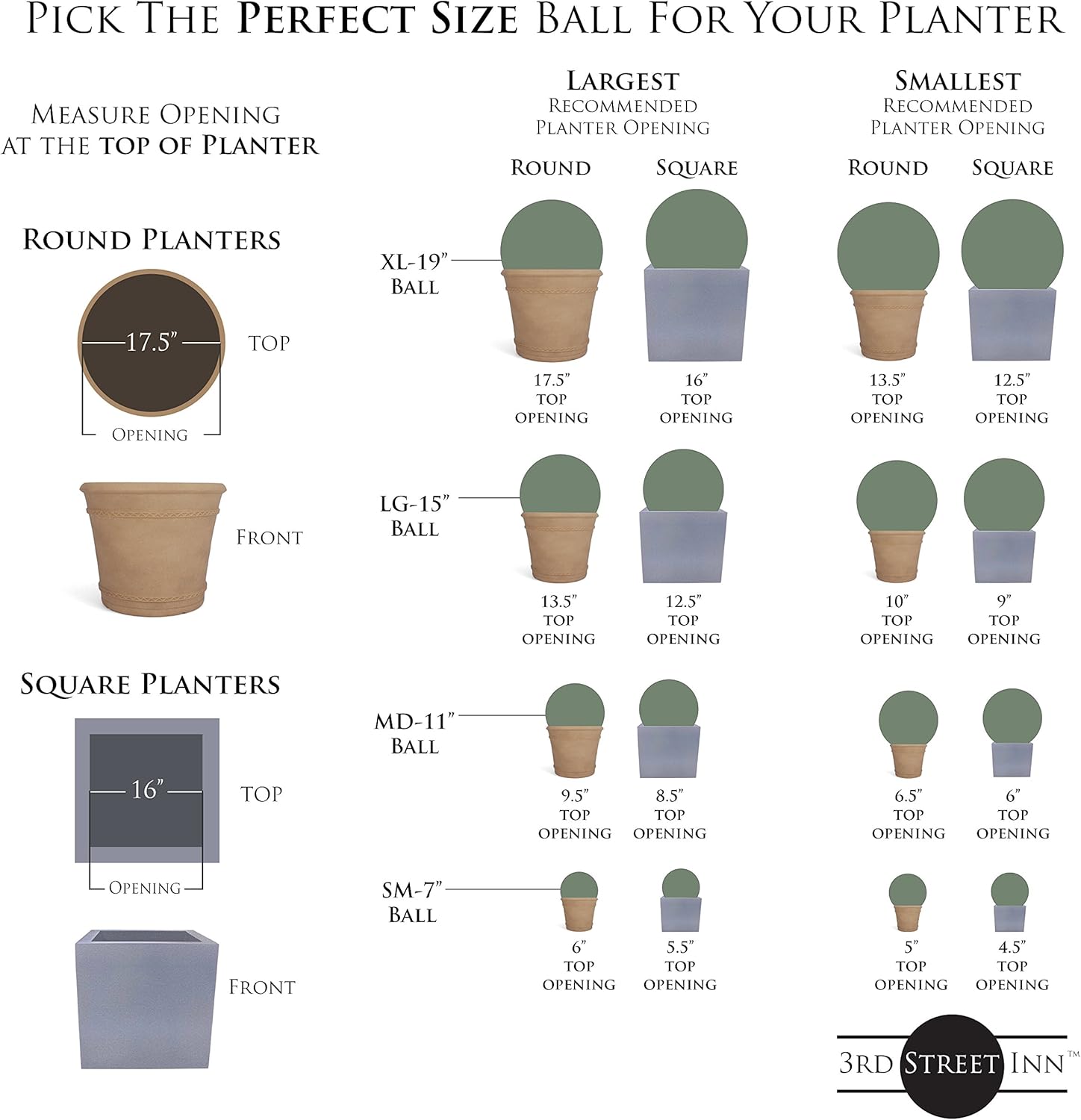 3rd Street Inn Medium Jasper Topiary Ball - Artificial Plant Set - Indoor/Outdoor Wedding Party Decor - Faux Foliage Garden Sphere - Tree and Bush Substitute (11", 6 Pack)
