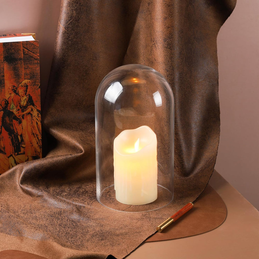 10" Tall Clear Glass Display Cloche, Dome Shape for Terrarium, Plants, Trinkets, Cakes, Figurines, LED Light String, Candle. Cloche Glass Dome, Bell Jar Display Case (1, 5.5"x10")