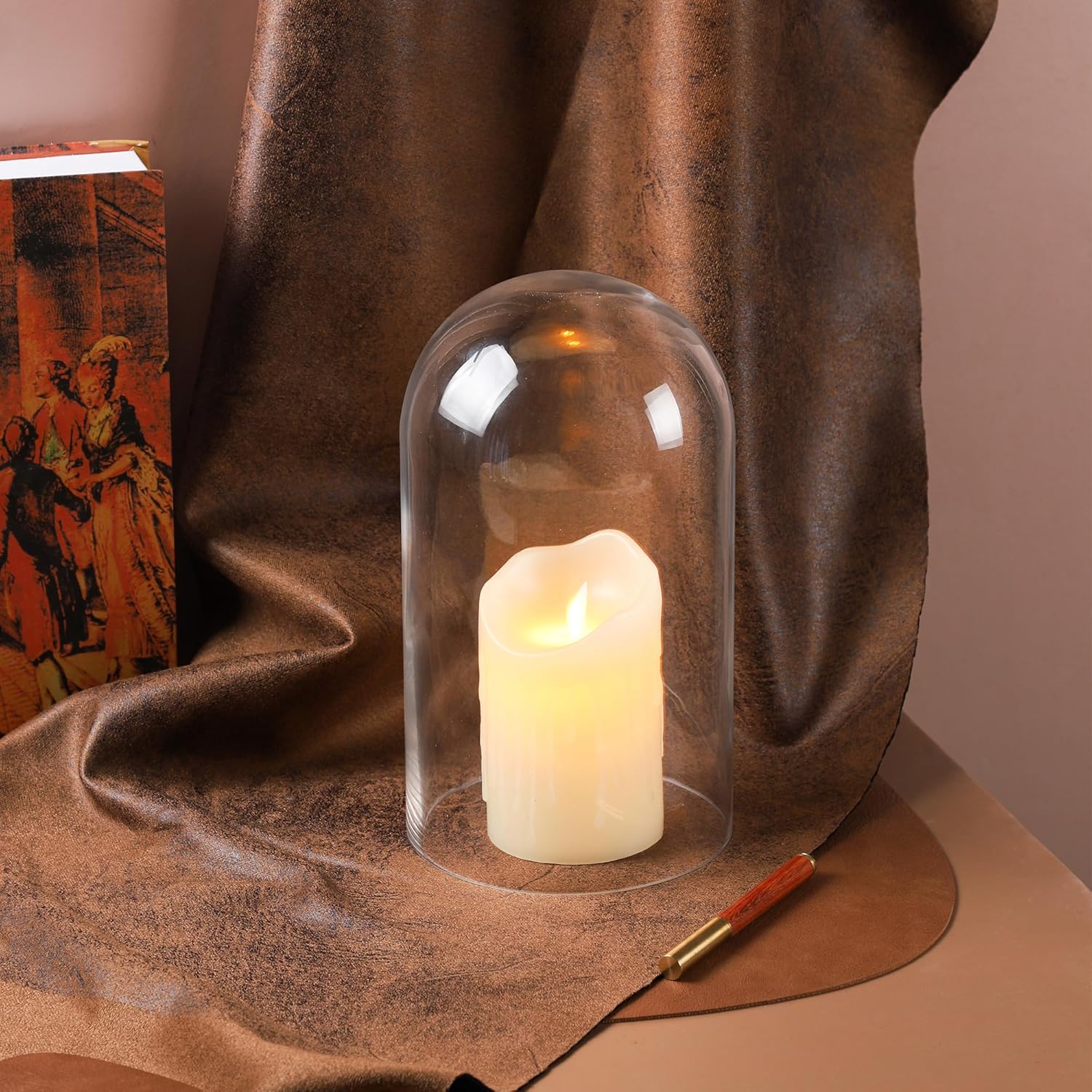 10" Tall Clear Glass Display Cloche, Dome Shape for Terrarium, Plants, Trinkets, Cakes, Figurines, LED Light String, Candle. Cloche Glass Dome, Bell Jar Display Case (1, 5.5"x10")