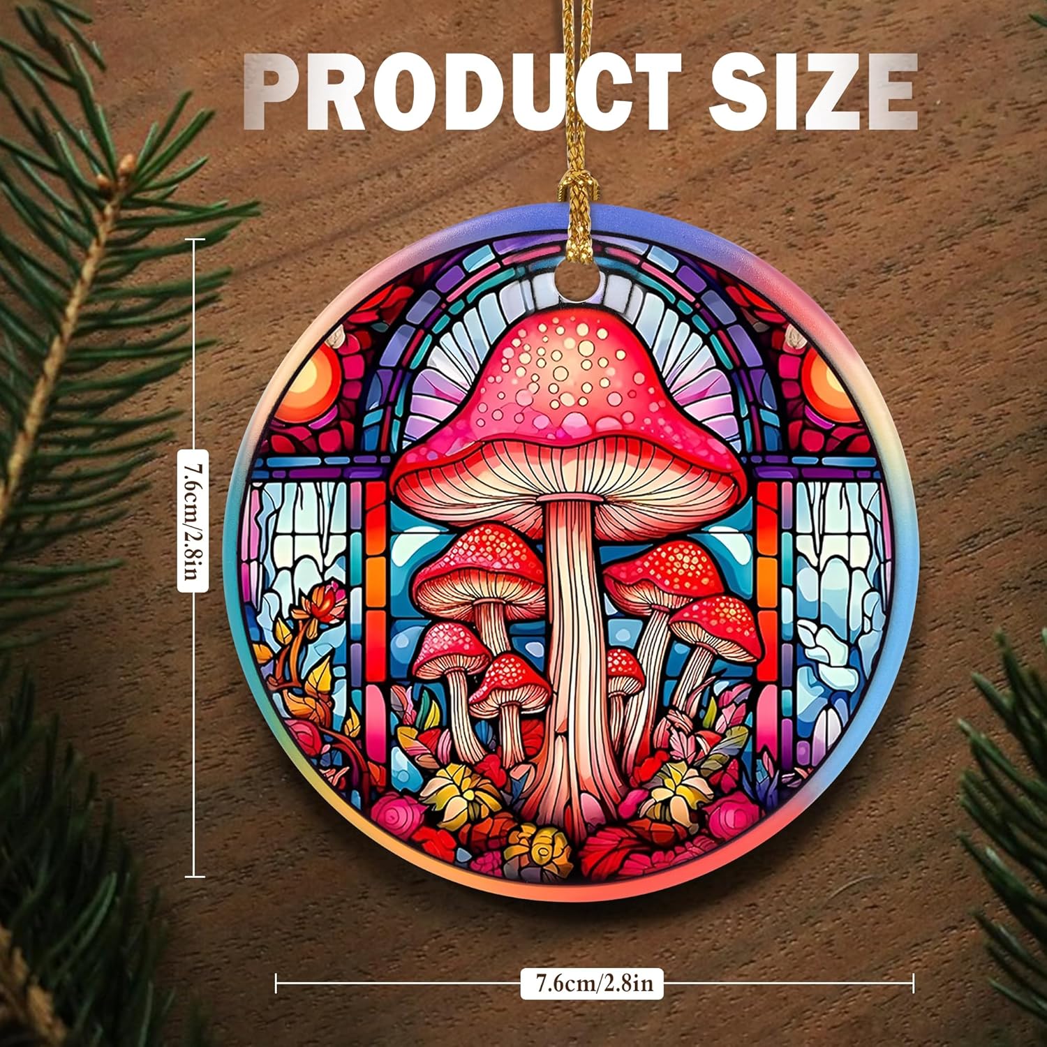 Touber Christmas Ornament, Christmas Decoration, Holiday Present Idea, Heirloom Keepsake, Round Ceramic, Gift Exchange, Gift Idea, Mushroom