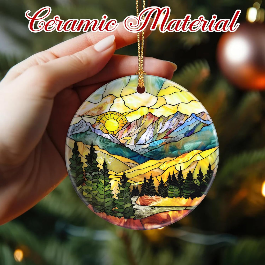 Christmas Ornaments, 2.8 Inch Ceramic Hanging Ornament, Christmas Tree Ornaments, Xmas Decorations, Holiday Decorations, Holiday Party Gifts, and Xmas Gift Ideas - Mountain Range