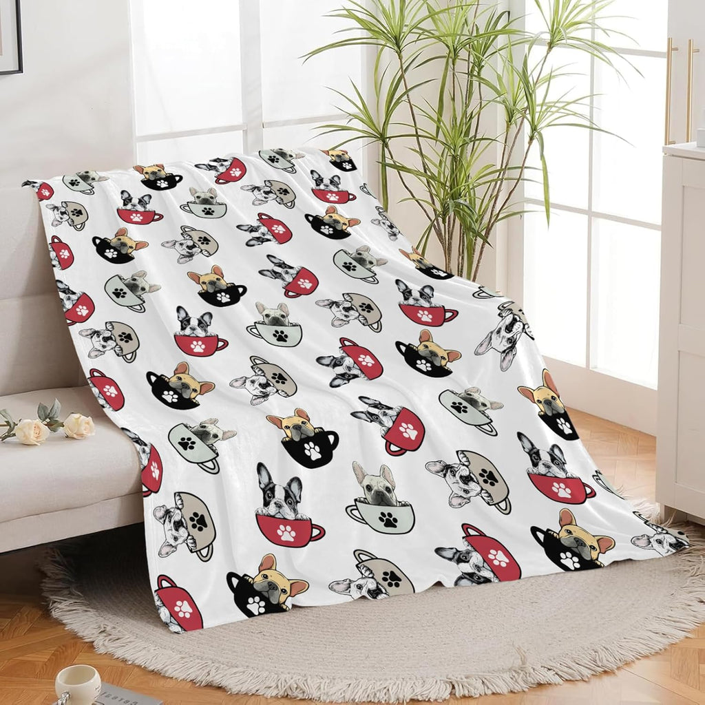 Boston Terrier Throw Blanket French Bulldog Frenchie Puppy Stuff Gifts for Dog Lover Kids Girls Boys Adults Women Men Soft Cozy Warm Plush Fluffy Fuzzy Fleece Blanket Decor 40''X50''