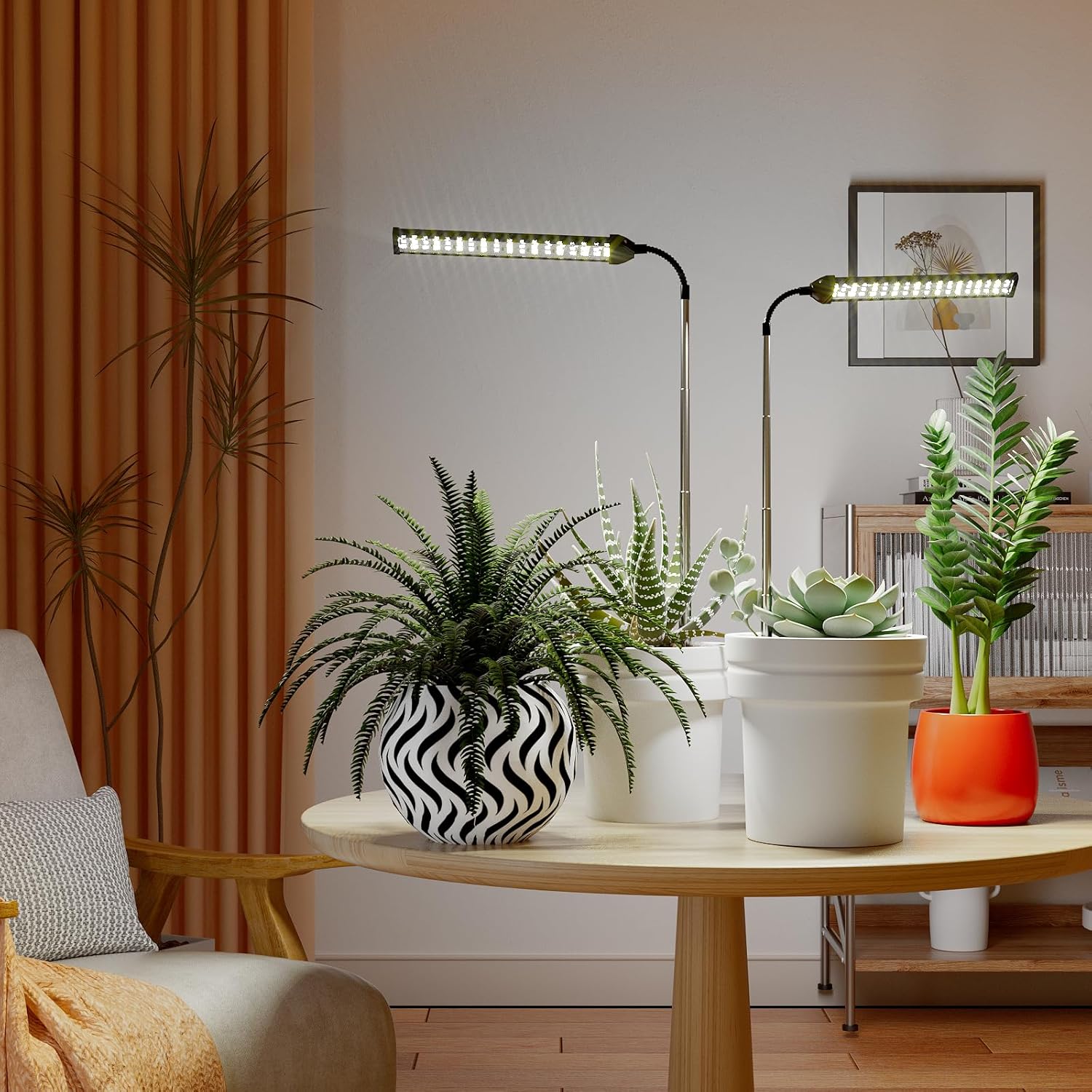 LED Grow Light 2 Pack, 6000K White Full Spectrum 144 LED Gooseneck Growing Lamp for Indoor Plants Growth,4 8 12 18Hrs Timer & Brightness Changeable,Insert Pole Extendable 4-10''