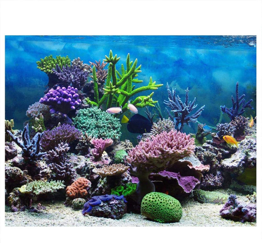 Keenso Fish Background, Beautiful PVC Adhesive 3D Effect Underwater Backdrop Poster Aquarium Wallpaper Sticker Image Decor New(61 * 30cm)