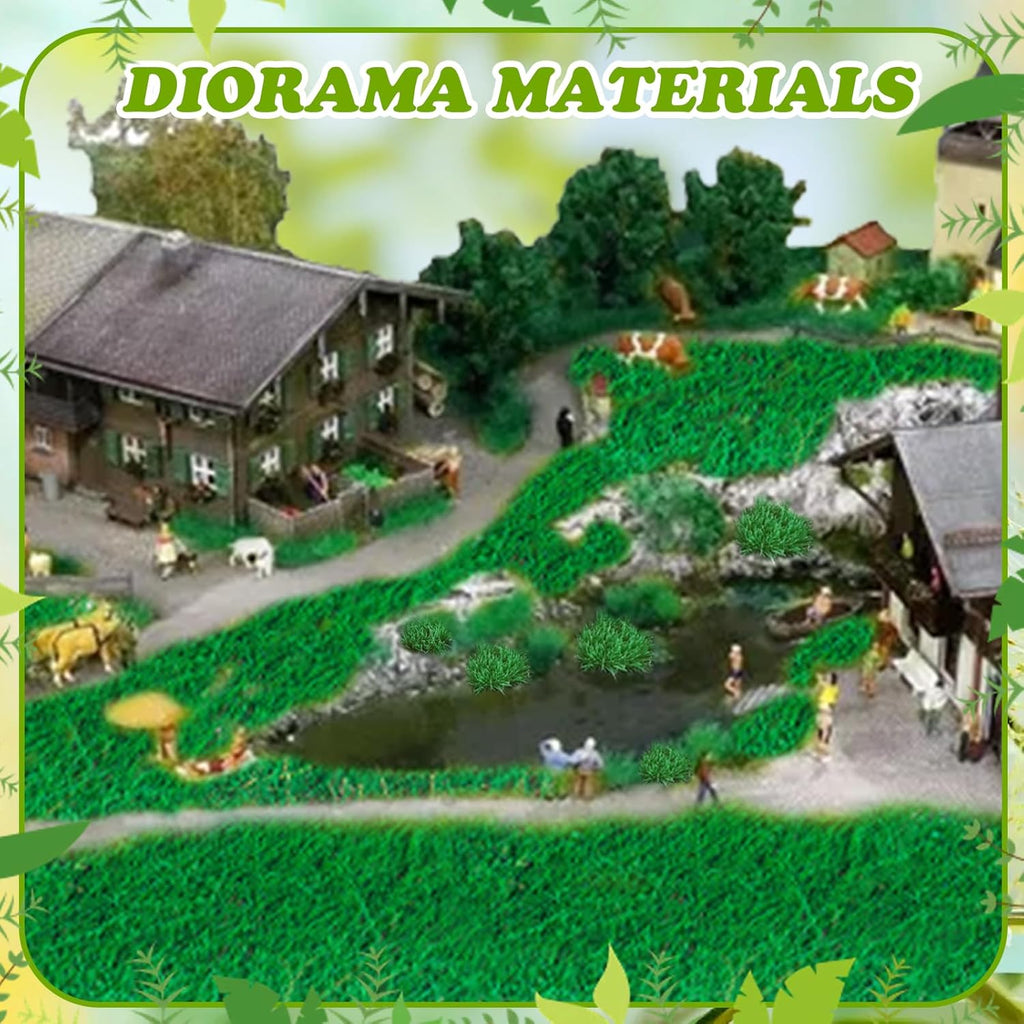 Warmtree Hand Torn Model Grass Tufts for Miniature Scenery Applicable for N & HO Scale for Train Layouts, Diorama Supplies, and Architectural Models(Grass Green)