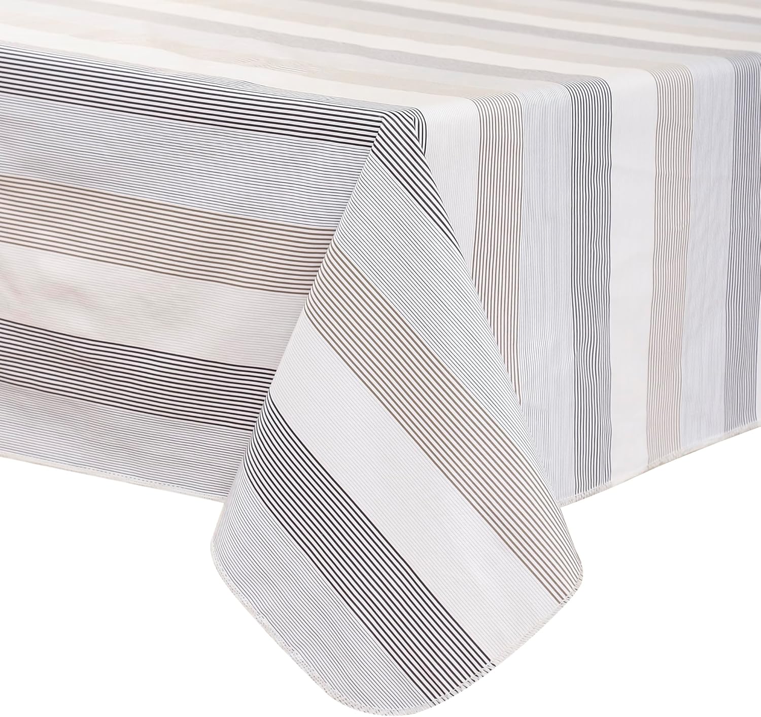 Walrus Heavy Duty Vinyl Tablecloth with Flannel Backing Waterproof Oil-Proof Plastic Table Cloth Stain-Resistant Wipeable Rectangle or Square Table Cover for Indoor and Outdoor (Line，60x102 Inch)