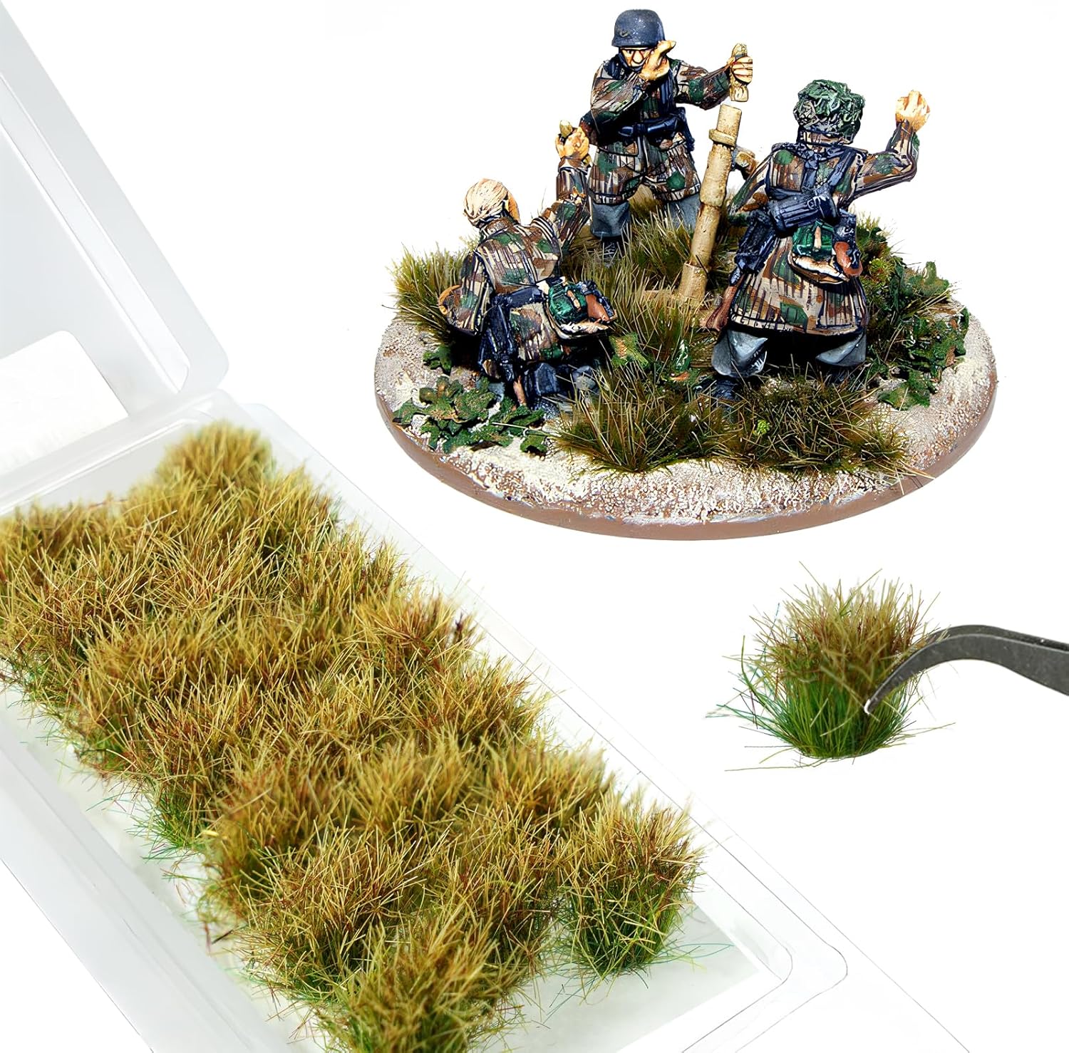 Warmtree 20 Pcs Static Grass Bushy Tufts Lowland Shrubs Model Kit Scenery Model DIY Miniature for Train Landscape Railroad Scenery Sand Military Layout Model War Gaming Terrain(Autumn Brown)