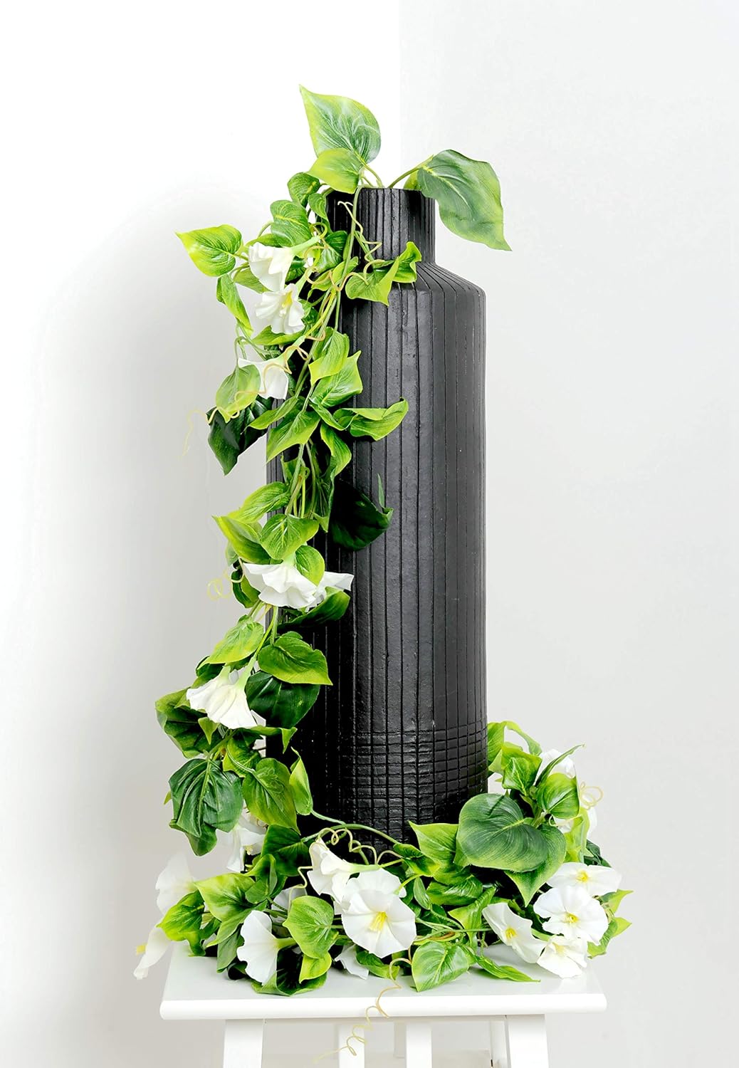 AirSun Artificial Morning Glory Flower Vines, 2pcs 15Feet Hanging Plants Silk Garland Fake Green Plant Home Garden Wall Fence Indoor Outdoor Wedding Birthday Decor