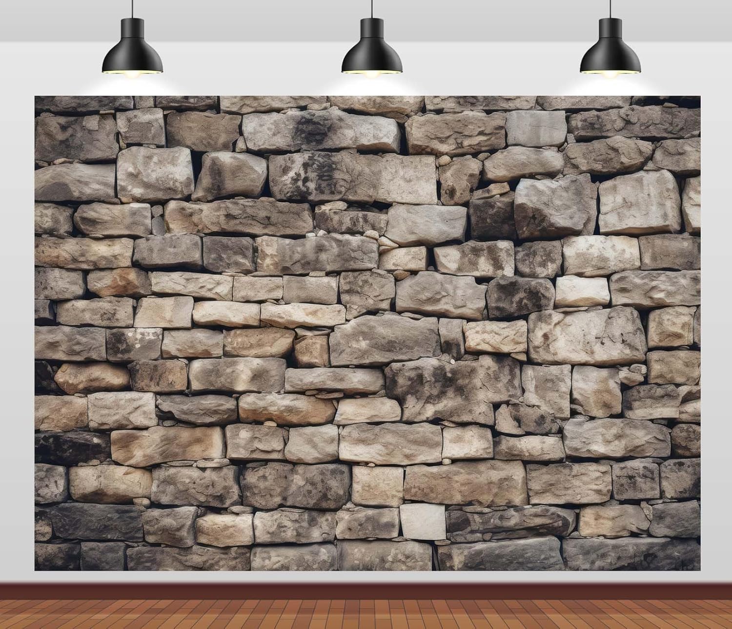 BELECO 10x8ft Fabric Vintage Stone Brick Wall Backdrop Textured Brick Retro Rock Stone Wall Background for Party Decorations Portrait Photoshoot Props
