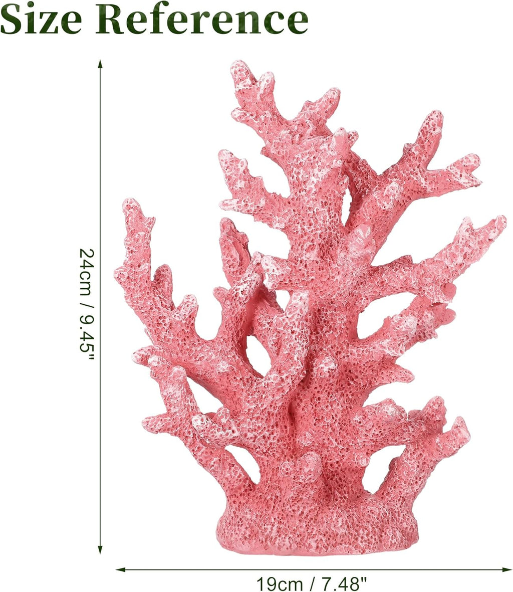 Artificial Coral Decor for Aquarium, Resin Ornaments and Statue Home Decor, 7.48"x2.36"x9.45", Pink