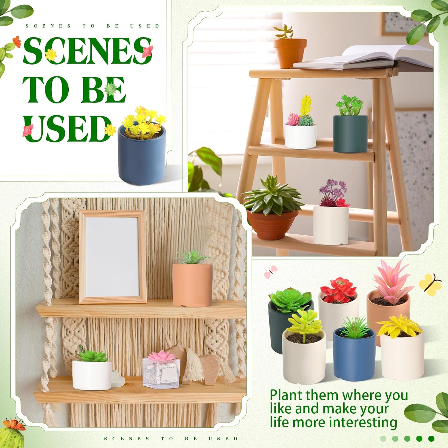 WILLBOND 38 Pcs Christmas Mini Artificial Succulents Small Fake Succulent Plants Faux Assorted Unpotted Realistic Plastic Flowers Picks Stem for DIY Crafting Greenery Garden Home Decor(Colorful Style)