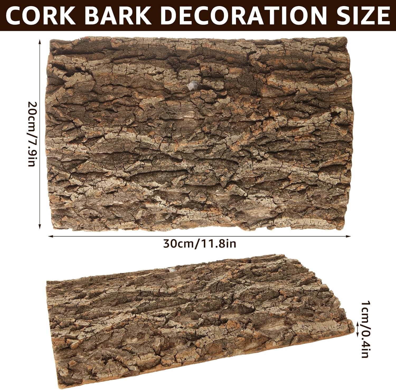 RHBLME 4 Pack Cork Bark, 11.8" L x 7.8" W Cork Bark for Reptiles, Cork Bark for Terrarium, Reptile Tank Background Terrarium Backdrop Wall Decor Natural Reptile Climbing Mat