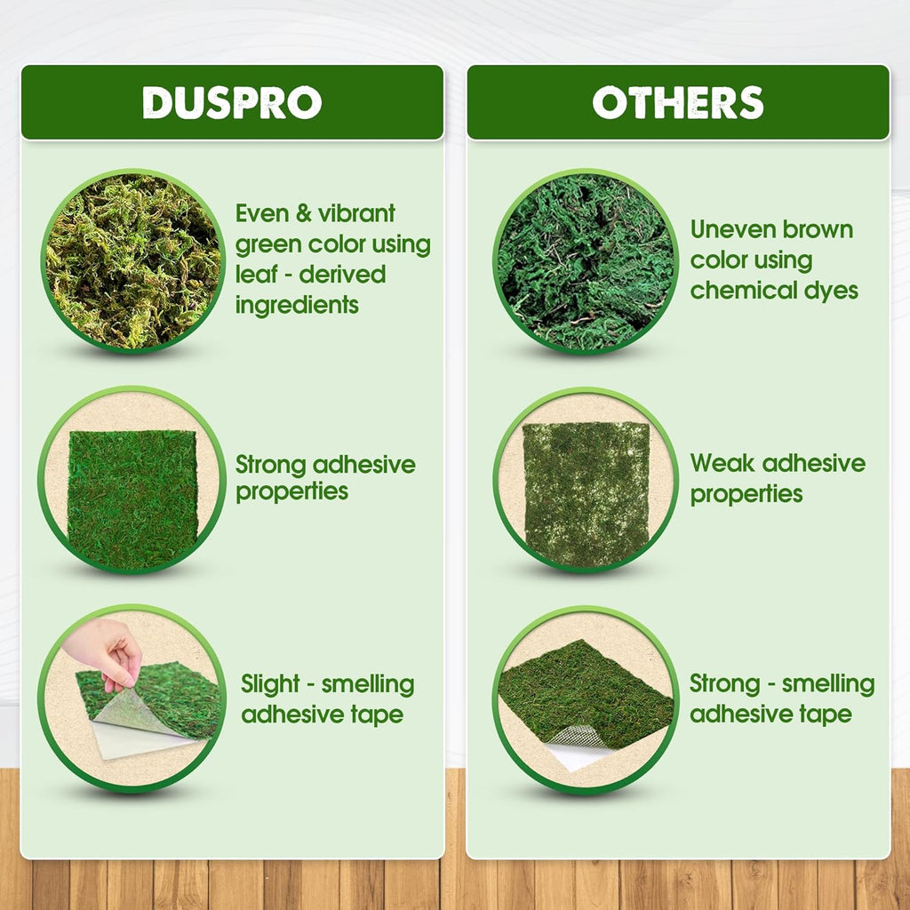 DUSPRO 13x9.5 Inches Moss Mat 2Pcs, Peel and Stick Moss Sheets for Crafts, Moss Sheets for Planters, Moss for Plants Indoor, Adhesive Moss Sheets for Crafts, Sticky Moss for Fairy Garden