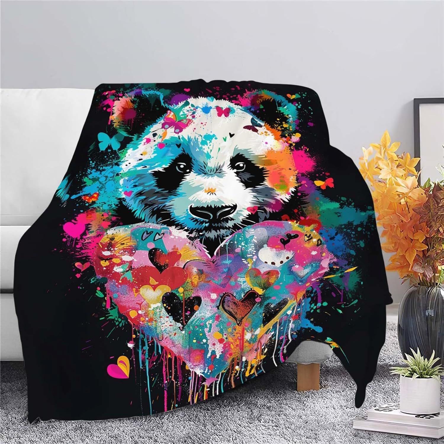 Panda Throw Blanket Panda Stuff Gifts for Kids Girls Boys Adults Women Man Soft Cozy Warm Plush Fluffy Fuzzy Fleece Blanket Decor 60''X80''