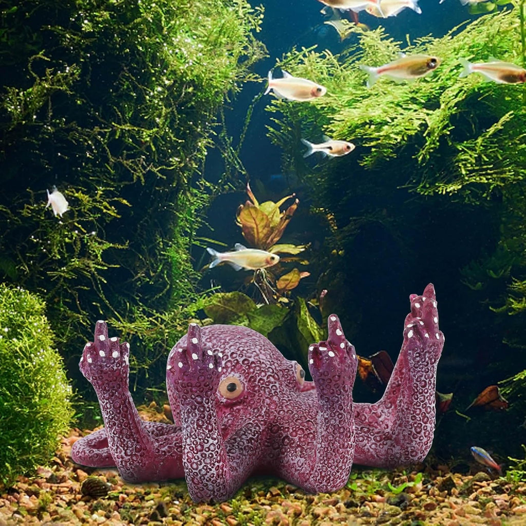 Octopus Aquarium Ornaments Decoration, Purple Artificial Sea Life, Glowing Fingers Enhance Visual Appeal, Suitable for Various Fish Tanks