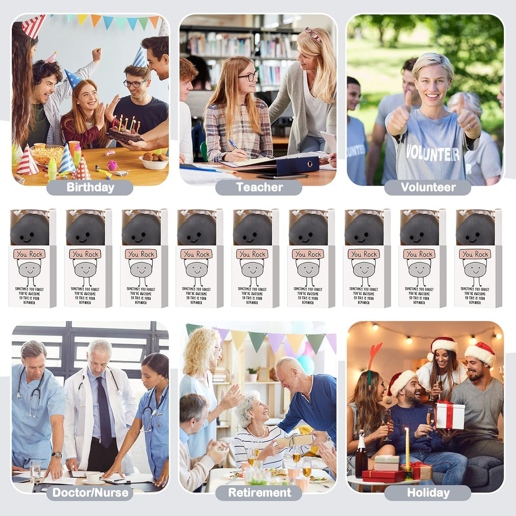 Wettarn 72 Sets You Rock Gifts Cute Stress Balls with Support Gift Boxes Inspirational Party Favors for Employee Coworker Friends Office Positive Relief Toys