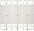HOMCOM 6 Panel Room Divider, Folding Privacy Screen, 5.6' Room Separator, Wave Fiber Freestanding Partition Wall Divider, White
