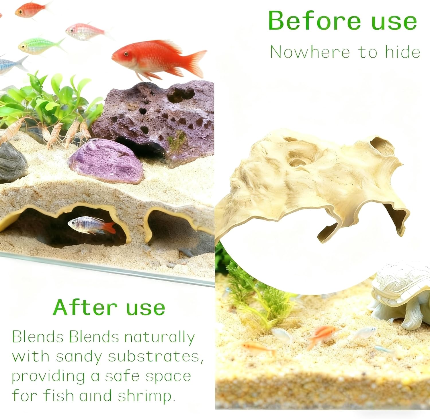 Aquarium Cave Tunnel 3D Printed, 6.7" Under Gravel Fish Hideout, Sinking Substrate-Friendly Decor with Viewing Ports for Pleco, Shrimp & Corydoras
