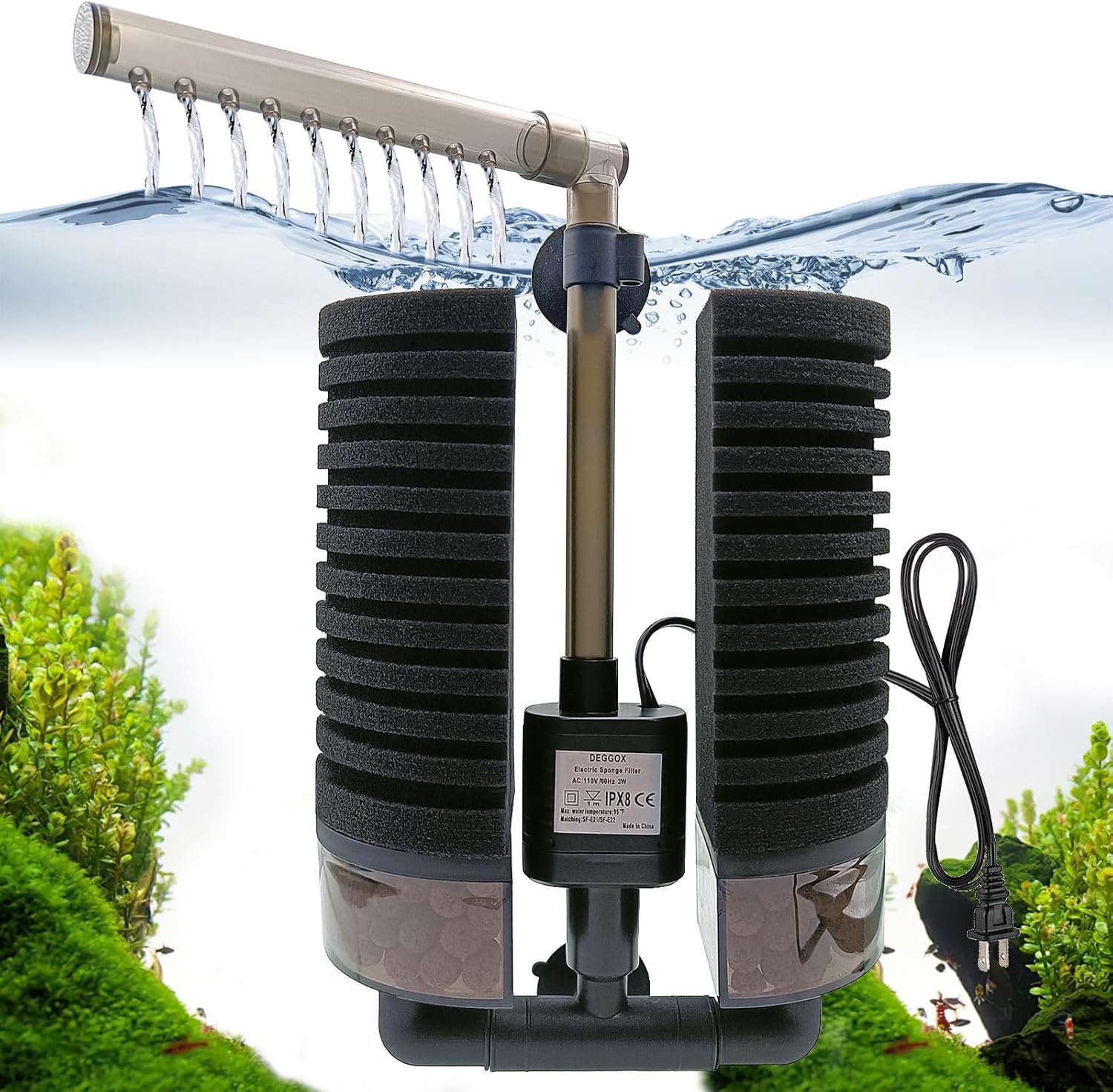 Aquarium Electric Sponge Filter with Pump for Shrimps Bettas Axolotls Breeding Fry Fish Tanks(S)