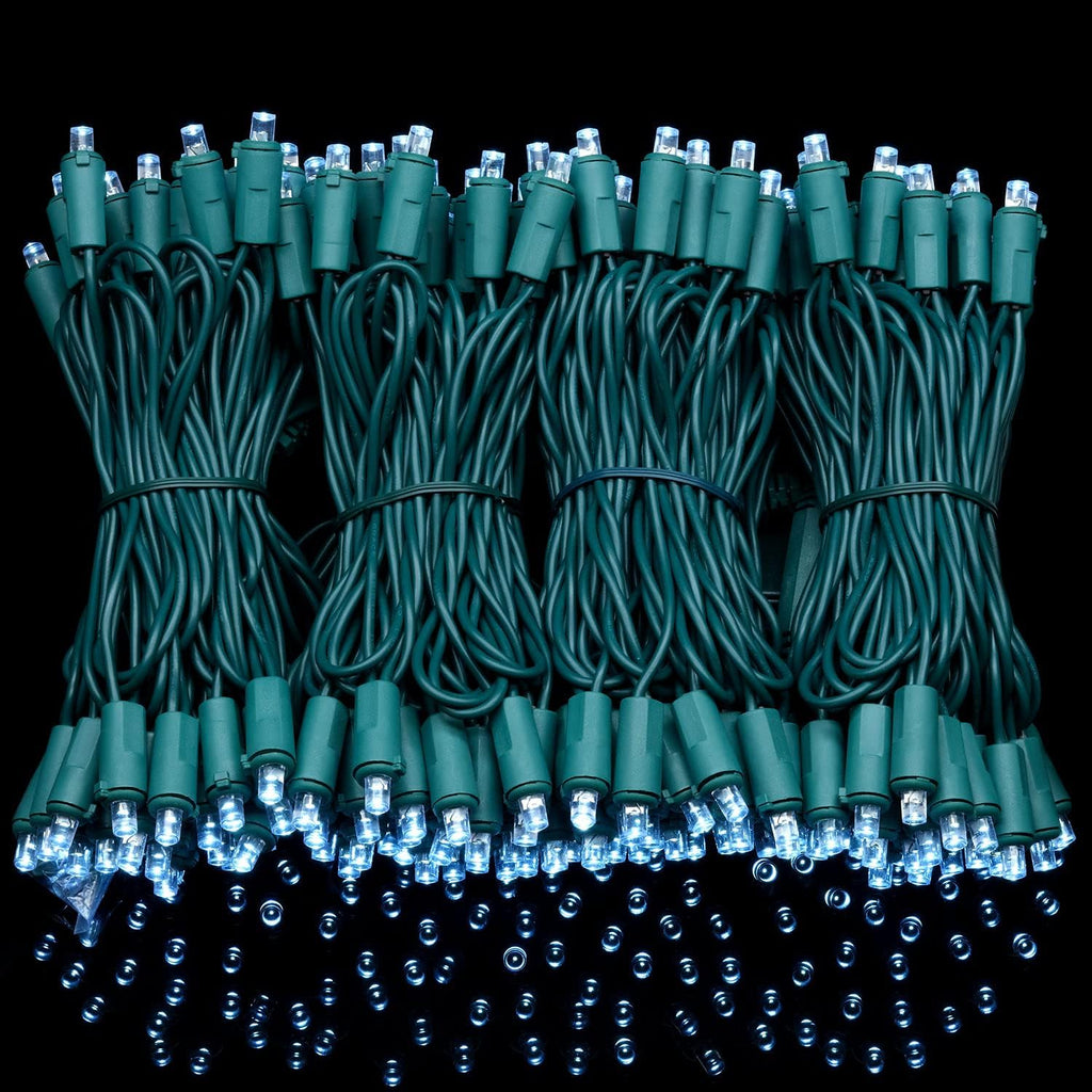 YULETIME 200 Cool White Wide Angle LED Christmas Lights, 66 Feet Green Wire UL Certified 5mm Holiday String Light Set (Cool White)