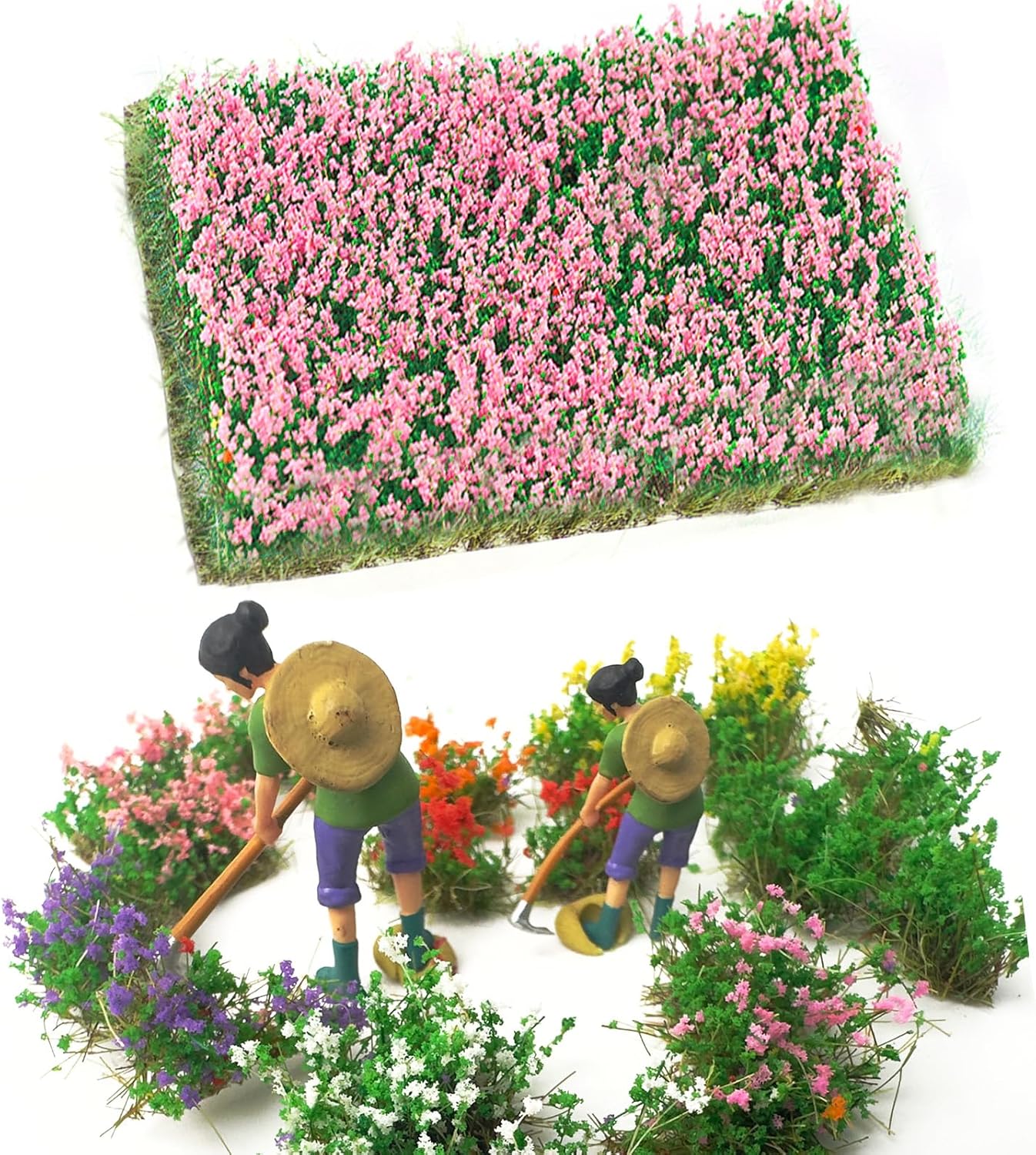 Warmtree Hand Torn Model Grass Tufts Flower Cluster for Miniature Scenery Applicable for N & HO Scale for Train Layouts Diorama Supplies and Architectural Models (Sakura Pink)