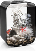 biOrb Life 15 Acrylic 4-Gallon Aquarium with White LED Lights Modern Compact Tank for Tabletop or Desktop Display, Black