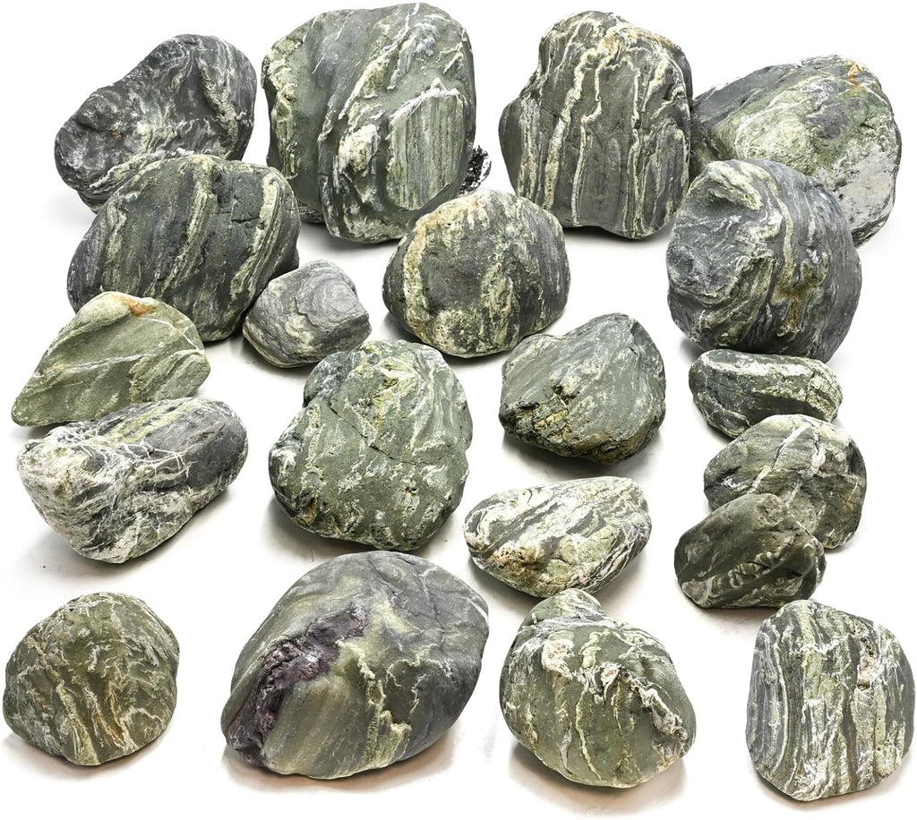 Aquarium Stone Green River Rock 40lb Rocks aquascaping Fish Tank Decor Rocks for Aquariums Fairy Gardens Model Railroads Dioramas Wargaming Mosaic Art(4-10inch/7Pcs)