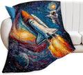 Space Rocket Blanket Astronaut Throw Blankets Gifts for Girls Boys Kids Soft Cozy Fleece Plush for Couch Sofa Bed 50"x40"