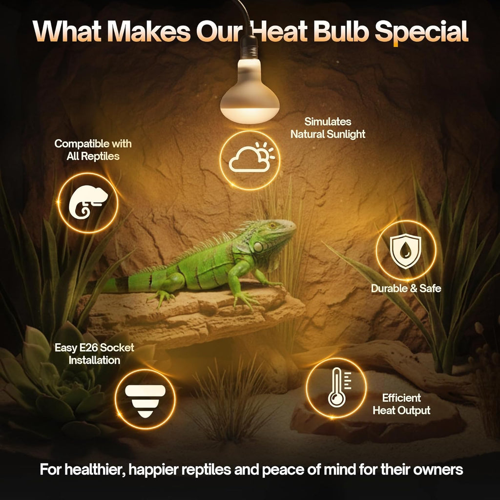 24 Nha&FACA 100W Reptile Heat Lamp Bulbs – 100 Watt Basking Bulbs for Reptiles, Bearded Dragon, Lizard, Turtle, Snake – Daylight Heat Light Bulb for Reptile Tank, Amphibian Terrarium (4 Pack)