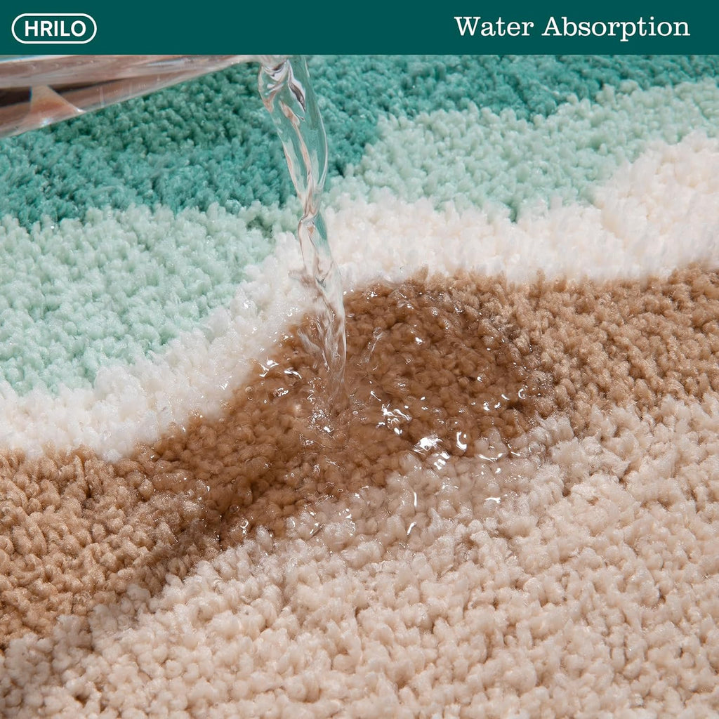Microfiber Bathroom Rugs, Absorbent Soft Shaggy Carpet Floor Mats for Shower Tub Sink Toilet, Non-Slip Plush Carpet Floor Mats for Living Room Bedroom Kitchen ，Green，36 X 24 Inches